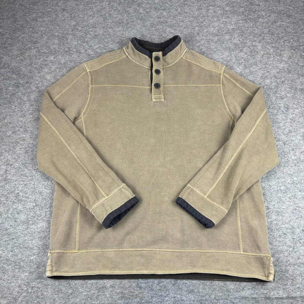 Carbon 2 Cobalt Kinetic Henley Sweater Fleece Brown Mens Large L